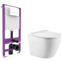 Унитаз подвесной с инсталляцией Triton Pro Verso VO-1832 Pro EVO815N Pro Evo (с кнопкой, белый, матовый)