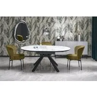 Кухонный стол Halmar Vertigo 130-180/130/76 (белый мрамор/черный)