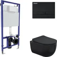 Унитаз подвесной Berges Wasserhaus Ventas Black Rimless Visam Slim 525 EX-043326 (с сиденьем)