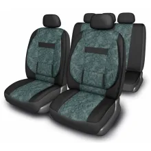 Чехлы сиденья SKYWAY Protect Plus- 1 жаккард 11 предм. черно/бирюзово-серый