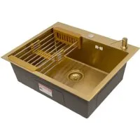 Кухонная мойка ARFEKA ECO AR мойка 600500, коландер, дозатор GOLD