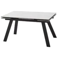 Обеденный стол M-City Морис-2 140 Matte (белый мрамор/черный каркас)