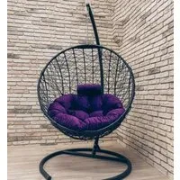 Подвесное кресло Craftmebel Кокон Круглое Стандарт (черный/фиолетовый)