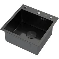 Кухонная мойка ARFEKA ECO AR 450450 POP-UP BLACK PVD NANO DECOR MILLET GRAINS (настольная)