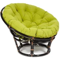 Кресло садовое TetChair Papasan 23/01 W с подушкой 125 (античный черно-коричневый/флок олива 23)