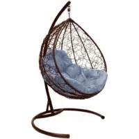 Подвесное кресло M-Group Капля 11020209 (коричневый ротанг/серая подушка)