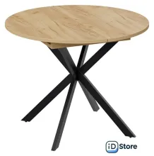 Кухонный стол Трия Мэдисон тип 1 1000-1315х1000х750 (черные опоры/дуб крафт золотой)