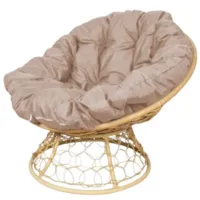 Садовое кресло M-Group Папасан / 12840512 (бежевый ротанг/лен подушка)