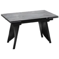 Кухонный стол Трия Шелдон Тип 1 (черный муар/керамика матовая серый мрамор)