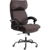 Офисное кресло TetChair Chief metalBL кожзам/ткань (коричневый/коричневый стеганный)