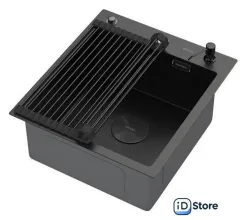 Кухонная мойка ARFEKA ECO AR мойка 450500 POP-UP, роллер-мат, дозатор BLACK DECOR