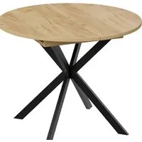 Кухонный стол Трия Мэдисон раздвижной тип 1 (черный муар/дуб крафт золотой)