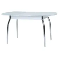 Кухонный стол Гальваник Гала-27 белый/стекло матовое белое