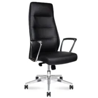 Кресло офисное Norden Nancy Black Leather / L348HCA-01-black (алюминиевая база/кожа, черный)