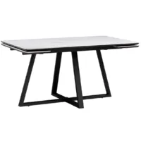 Обеденный стол Notta Памелла 140/200x80 (белый мрамор/черный)