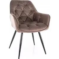 Стул с подлокотниками Signal Cherry Velvet Bluvel 38 (капучино/черный)
