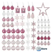 Елочная игрушка Золотая сказка 591715 (77 шт, розовый/белый)