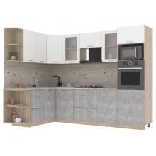 Кухня Интерлиния Мила 1,88x2,8 белый/бетон