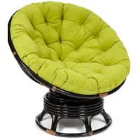 Кресло-качалка TetChair Papasan W 23/01 B с подушкой (античный черно-коричневый/флок олива 23)