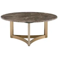 Журнальный столик Stool Group Кассия 90x90 / ECT-292-BRCGS-brown 5105-9 (темная керамика/сталь шампань)