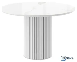 Кухонный стол Мамадома Askar round-116 d116 (patagonia bianco gloss premium cer/белый)