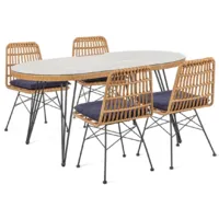 Комплект садовой мебели Garden Story Габриел / GS005/GS007 (черный/ротанг бежевый)