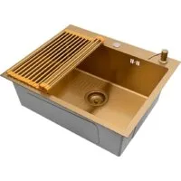 Кухонная мойка ARFEKA ECO AR мойка 600500, роллер-мат, дозатор Gold
