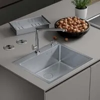 Кухонная мойка Roxen Simple 560220-60 сатин (с коландером и дозатором)