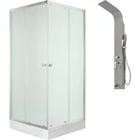 Душевой уголок Saniteco SN-1002W LYPA-1 (хром/панель хром матовый)