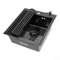 Кухонная мойка ARFEKA ECO AR 450500 роллер-мат, дозатор BLACK DECOR RM ARDS AR