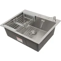 Кухонная мойка ARFEKA AF 600505, коландер, дозатор Satin Nano