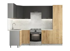 Угловая кухня София дуб крафт золотой/серый графит 1,4х2,7м ДСП