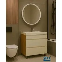 Мебель для ванных комнат Vela Тумба под умывальник Vela Мира Лайт 60Н под Classica (дуб/белый мат) TU6612