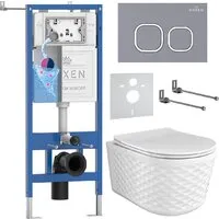 Унитаз подвесной Roxen Vine Tornado в комплекте с инсталляцией StounFix Dual Fresh 6 в 1 979019 (кнопка серый гранит)