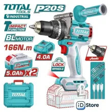 Ударная дрель-шуруповерт Total TIDLI201668 (с 2-мя АКБ, кейс)