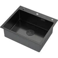 Кухонная мойка ARFEKA Eco AR 600500 POP-UP BLACK PVD NANO DECOR VOLCANIC ROCK