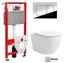 Унитаз подвесной Lauter Vortex 2110830 TECE Kit 9400412 с кнопкой (хром)