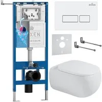 Унитаз подвесной Roxen Titan в комплекте с инсталляцией StounFix Dual Fresh 6 в 1 967207 (кнопка белая)