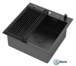 Кухонная мойка ARFEKA ECO AR мойка 500500 POP-UP, роллер-мат, дозатор BLACK