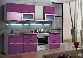Кухня Яна мдф сиреневый/розовый металлик глянец