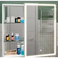 Мебель для ванных комнат Континент Шкаф с зеркалом Aperio Led 80x80 (правый)