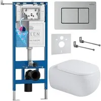 Унитаз подвесной Roxen Titan в комплекте с инсталляцией StounFix Dual Fresh 6 в 1 967226 (кнопка сатиновая)