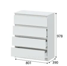 Комод NN Мебель (МС Денвер К) Белый, 4 ящ. SAFE 0,8м