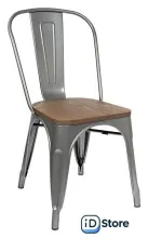 Стул Stool Group Tolix Wood YD-H440B-W YG-15 (серебристый матовый/темное дерево)