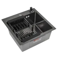 Кухонная мойка ARFEKA ECO AR мойка 450450 (настольная), коландер, дозатор BLACK DECOR