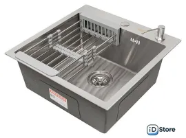 Кухонная мойка ARFEKA AF 500505, коландер, дозатор Satin