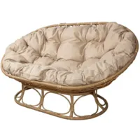 Диван садовый M-Group Мамасан Home / 12880501 (бежевый ротанг/лен подушка)