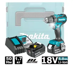 Дрель-шуруповерт Makita DDF485RTJ (с 2-мя АКБ 2.0 Ah, кейс )