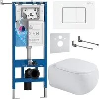 Унитаз подвесной Roxen Titan в комплекте с инсталляцией StounFix Dual Fresh 6 в 1 967229 (кнопка белая)