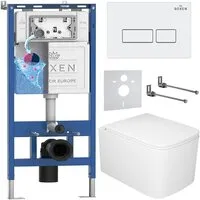 Унитаз подвесной Roxen Berg в комплекте с инсталляцией StounFix Dual Fresh 6 в 1 967239 (кнопка белая)